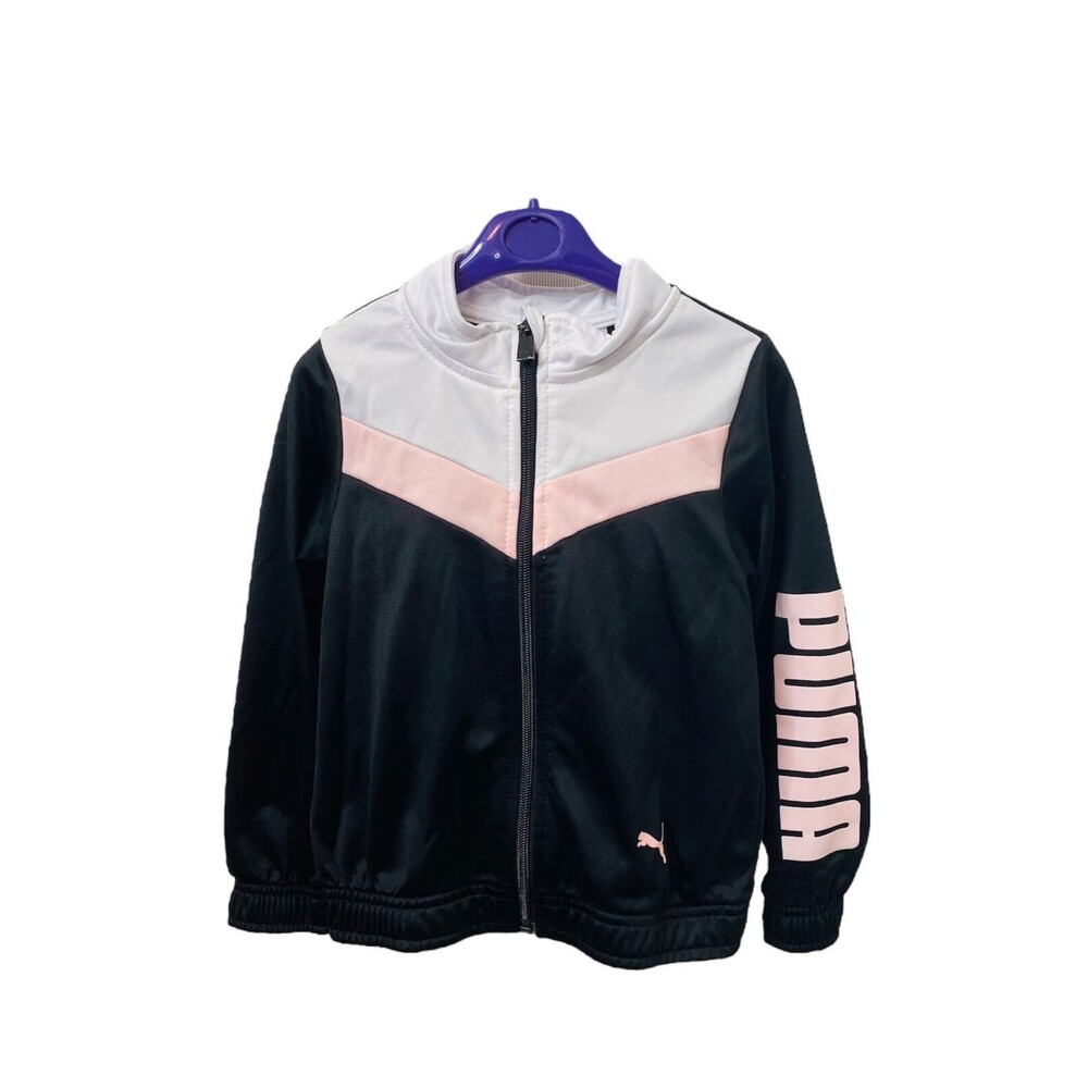 Girl’s Size 4T Track Jacket Puma Black White and Pink Full Zip Athletic Kid's
